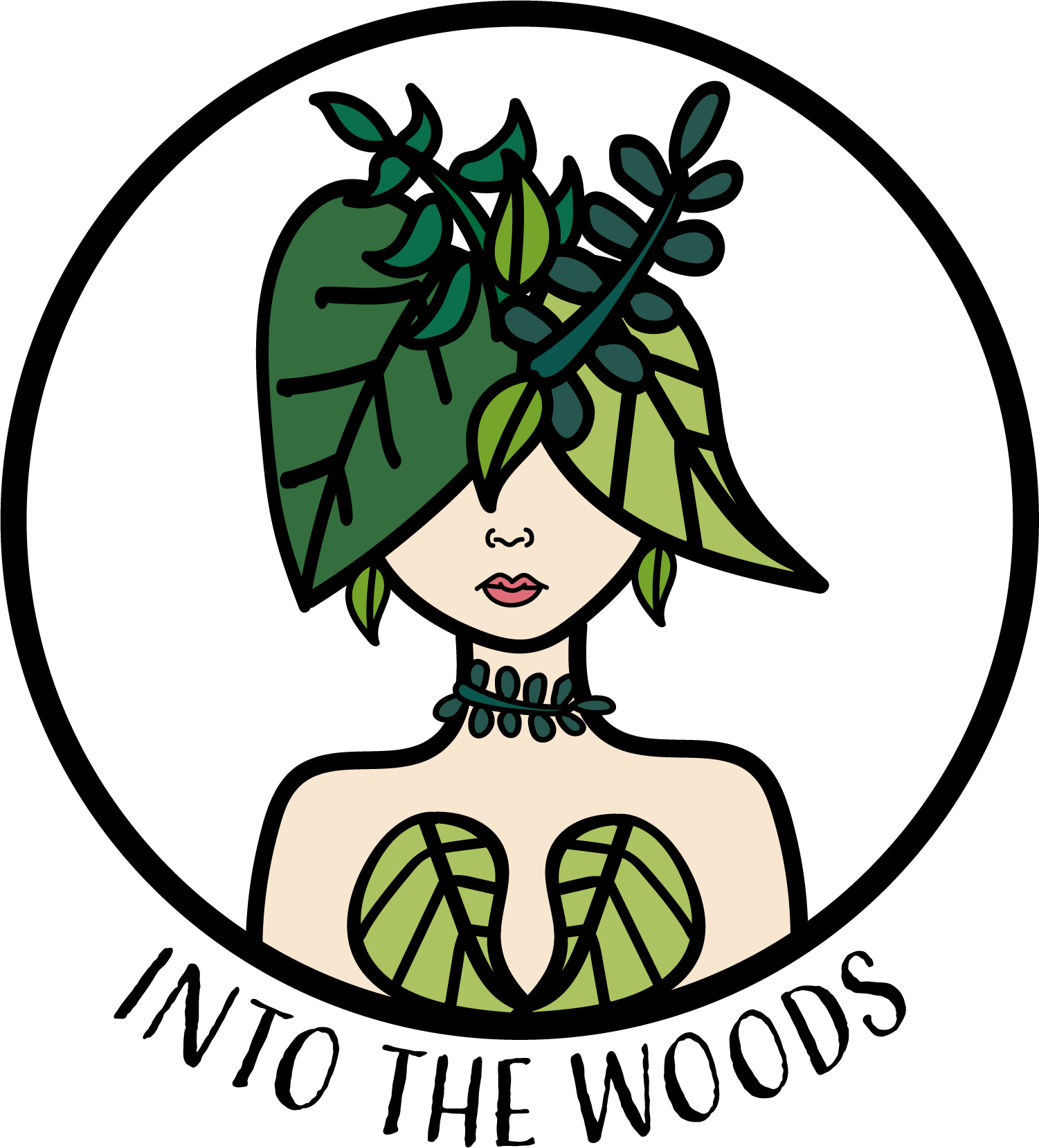 Lady that is naked, covered in leaves